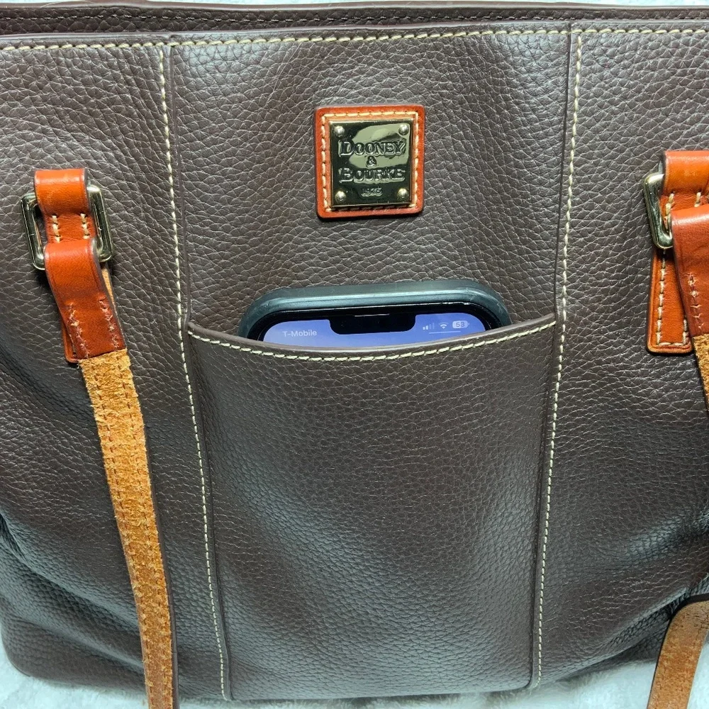 Dooney & Bourke Pebbled Leather Shoulder Bag/Tote - Brown